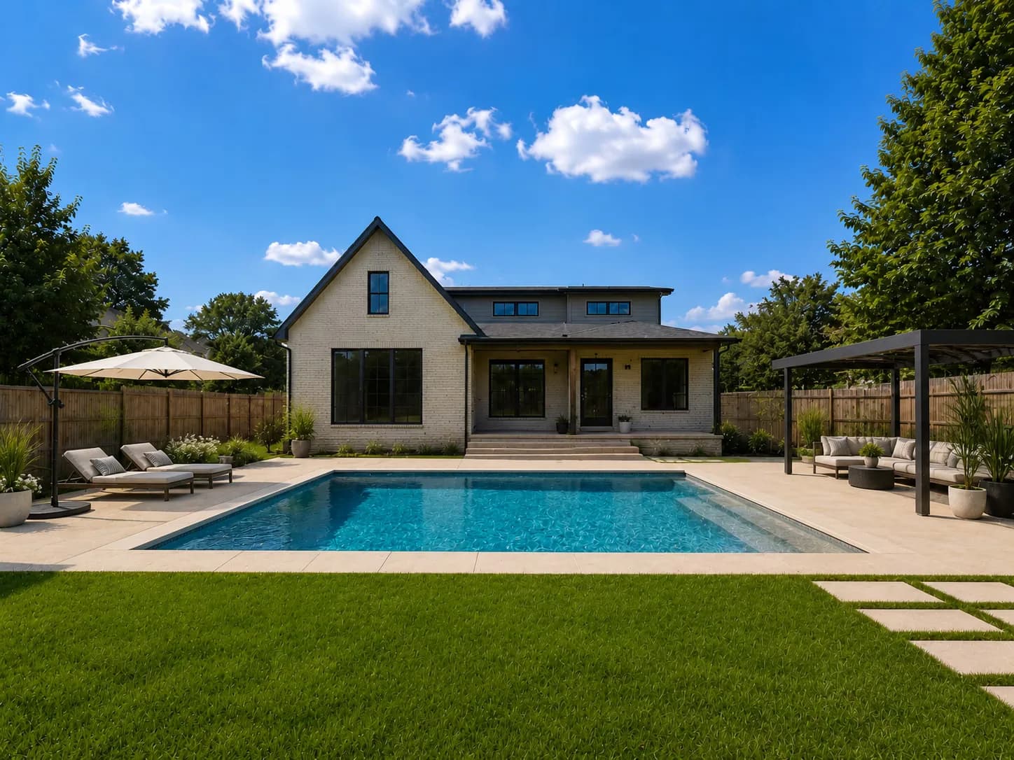 AI visualization of a backyard pool landscape design