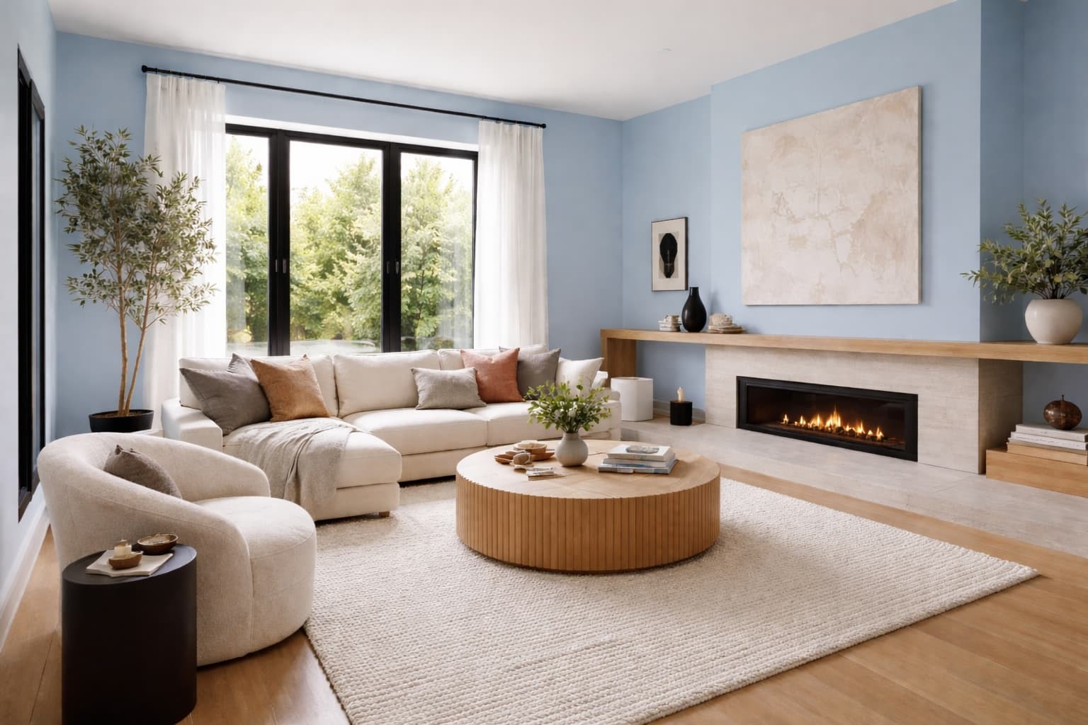 interior visualization with Sky Blue paint